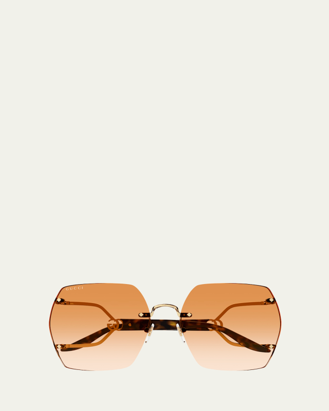 Rimless GG Metal Butterfly Sunglasses